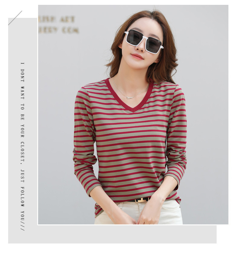 Striped Long Sleeve Women's Top for Autumn and Winter