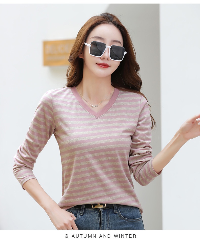 Striped Long Sleeve Women's Top for Autumn and Winter