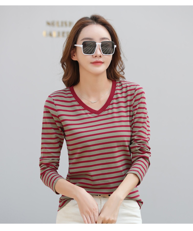 Striped Long Sleeve Women's Top for Autumn and Winter