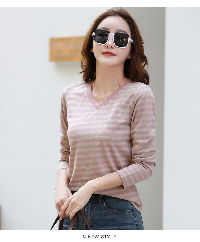 Striped Long Sleeve Women's Top for Autumn and Winter
