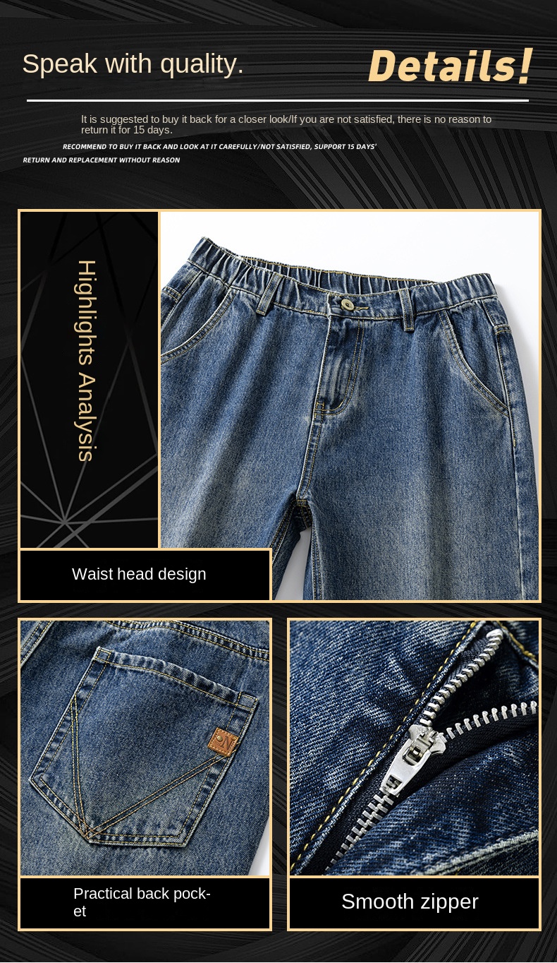 Autumn Winter New Straight Relaxed Jeans Men's American Casual Loose Fashion Trendy Hong Kong Style Jeans