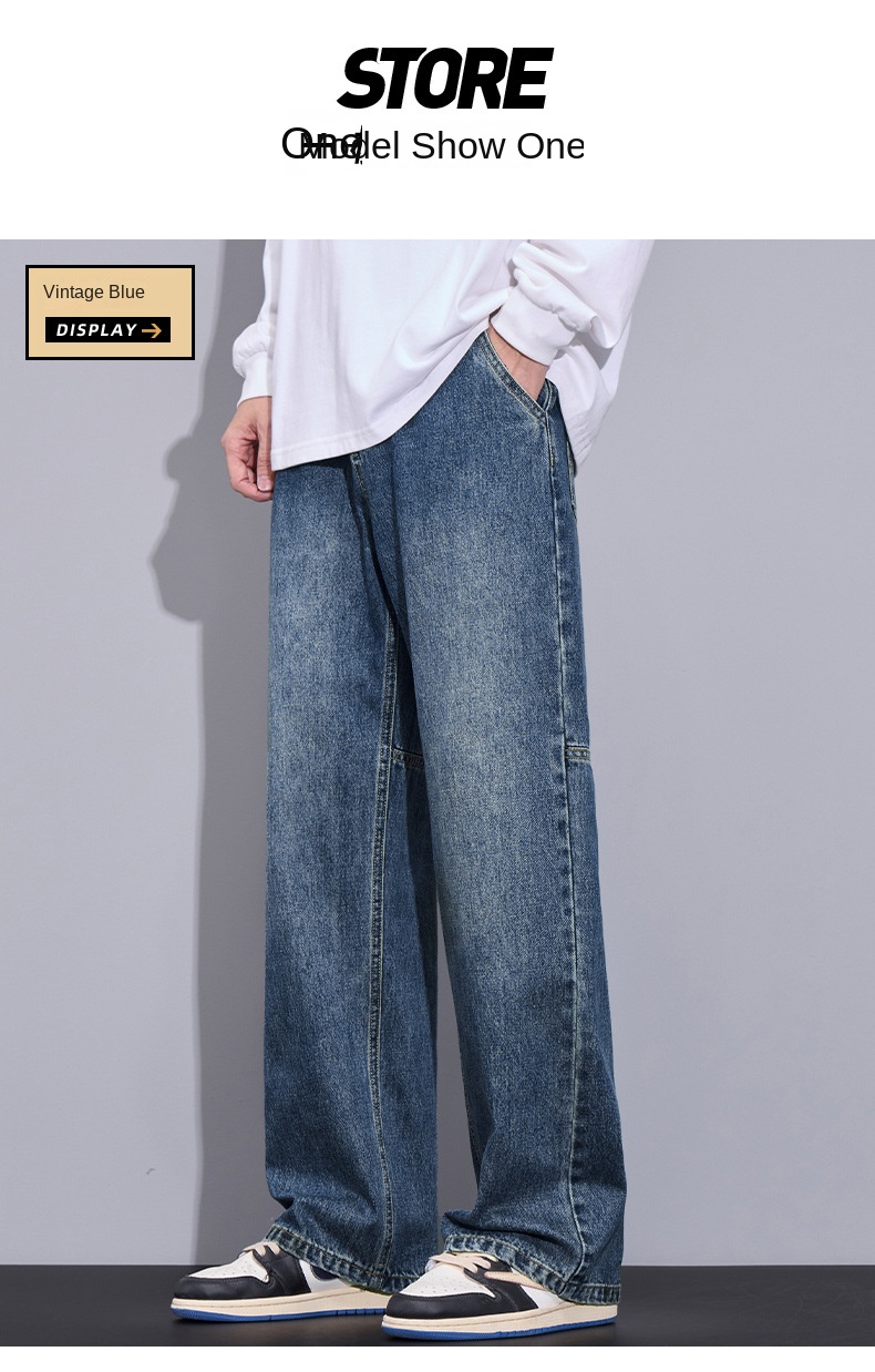 Autumn Winter New Straight Relaxed Jeans Men's American Casual Loose Fashion Trendy Hong Kong Style Jeans