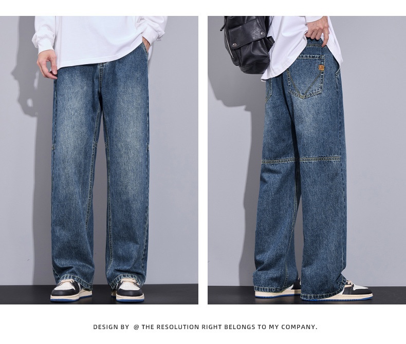Autumn Winter New Straight Relaxed Jeans Men's American Casual Loose Fashion Trendy Hong Kong Style Jeans