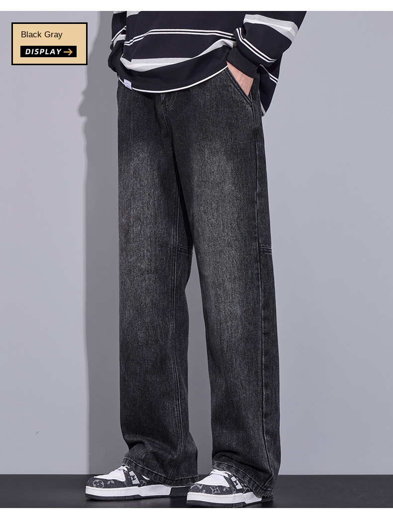 Autumn Winter New Straight Relaxed Jeans Men's American Casual Loose Fashion Trendy Hong Kong Style Jeans