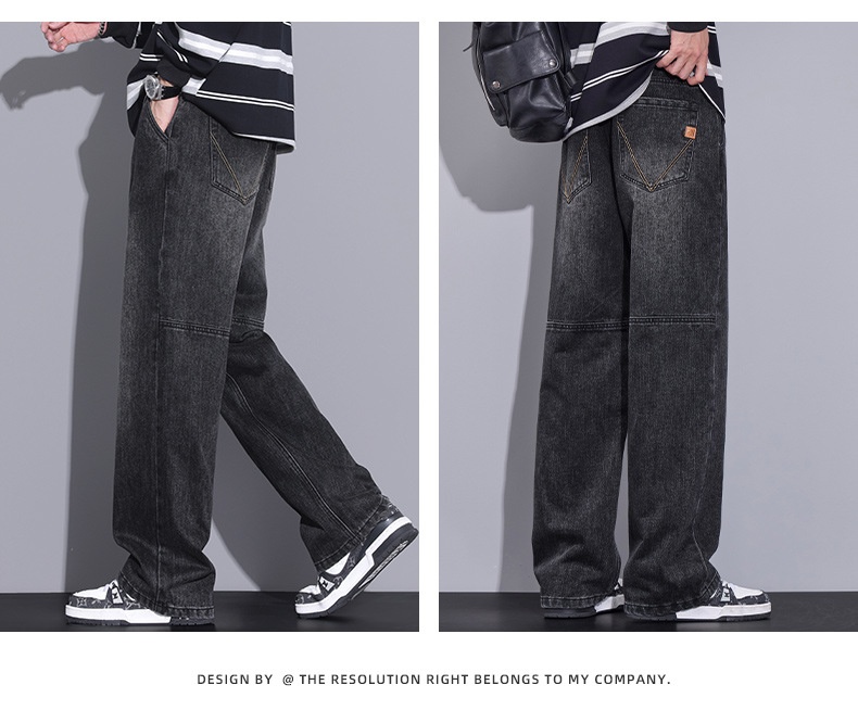 Autumn Winter New Straight Relaxed Jeans Men's American Casual Loose Fashion Trendy Hong Kong Style Jeans