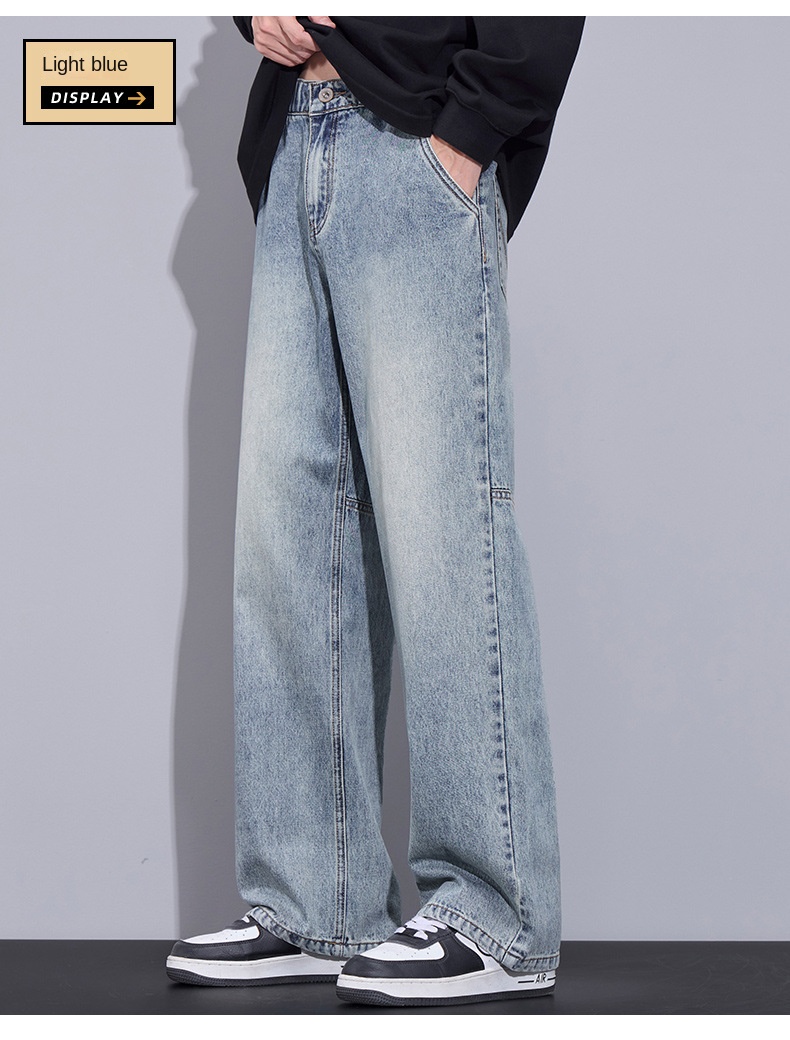 Autumn Winter New Straight Relaxed Jeans Men's American Casual Loose Fashion Trendy Hong Kong Style Jeans