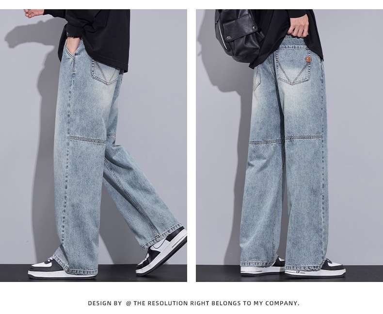 Autumn Winter New Straight Relaxed Jeans Men's American Casual Loose Fashion Trendy Hong Kong Style Jeans