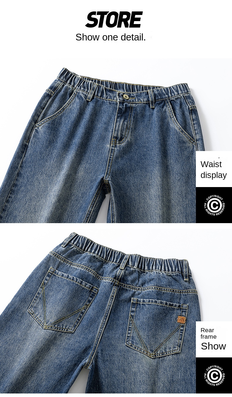 Autumn Winter New Straight Relaxed Jeans Men's American Casual Loose Fashion Trendy Hong Kong Style Jeans