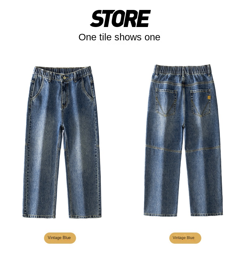 Autumn Winter New Straight Relaxed Jeans Men's American Casual Loose Fashion Trendy Hong Kong Style Jeans