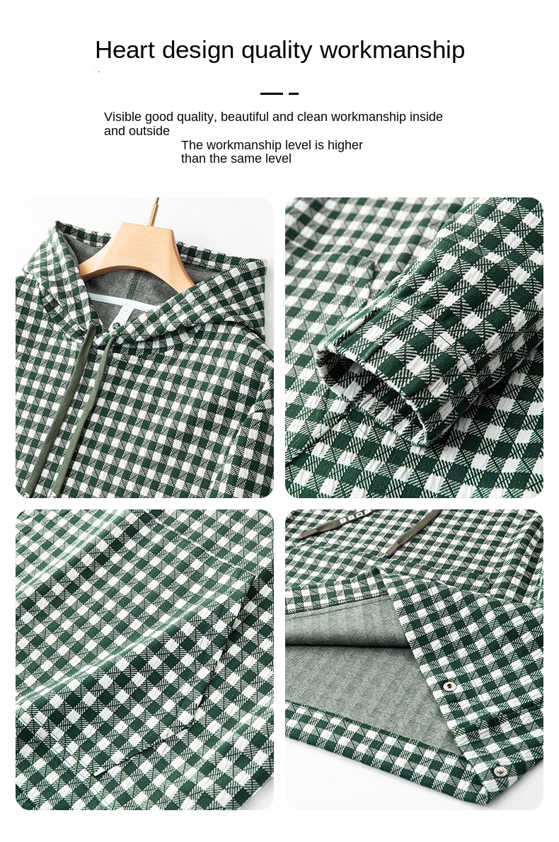 2024 Autumn/Winter New Men's Hooded Sweatshirt Casual Plaid Loose Comfortable American Style Fashion Trend