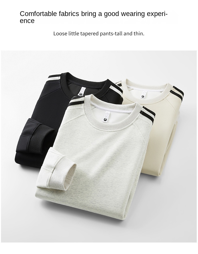 Autumn and Winter New Striped Round Neck Sweatshirt for Men, Loose Comfortable Casual Couple Style