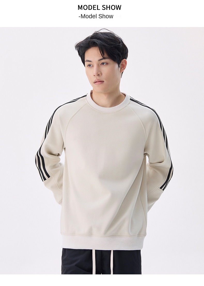 Autumn and Winter New Striped Round Neck Sweatshirt for Men, Loose Comfortable Casual Couple Style