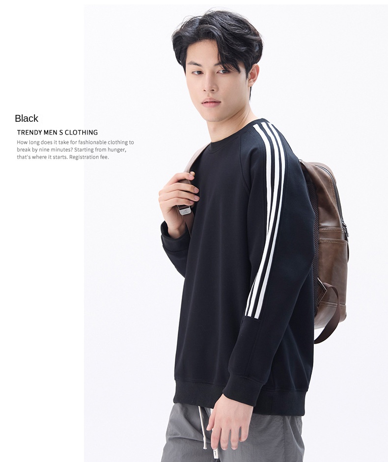 Autumn and Winter New Striped Round Neck Sweatshirt for Men, Loose Comfortable Casual Couple Style