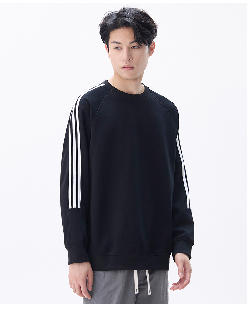 Autumn and Winter New Striped Round Neck Sweatshirt for Men, Loose Comfortable Casual Couple Style