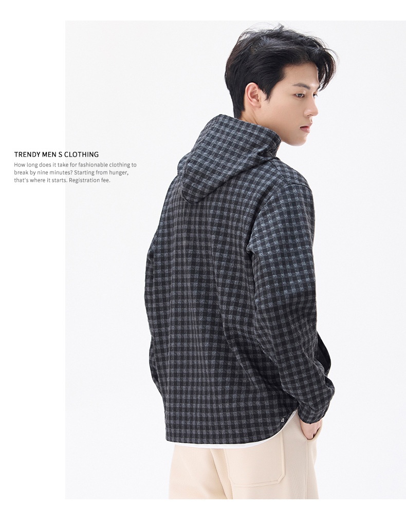 2024 Autumn/Winter New Men's Hooded Sweatshirt Casual Plaid Loose Comfortable American Style Fashion Trend