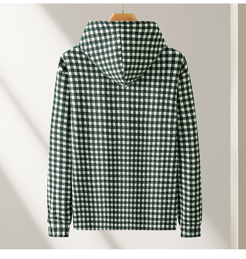 2024 Autumn/Winter New Men's Hooded Sweatshirt Casual Plaid Loose Comfortable American Style Fashion Trend