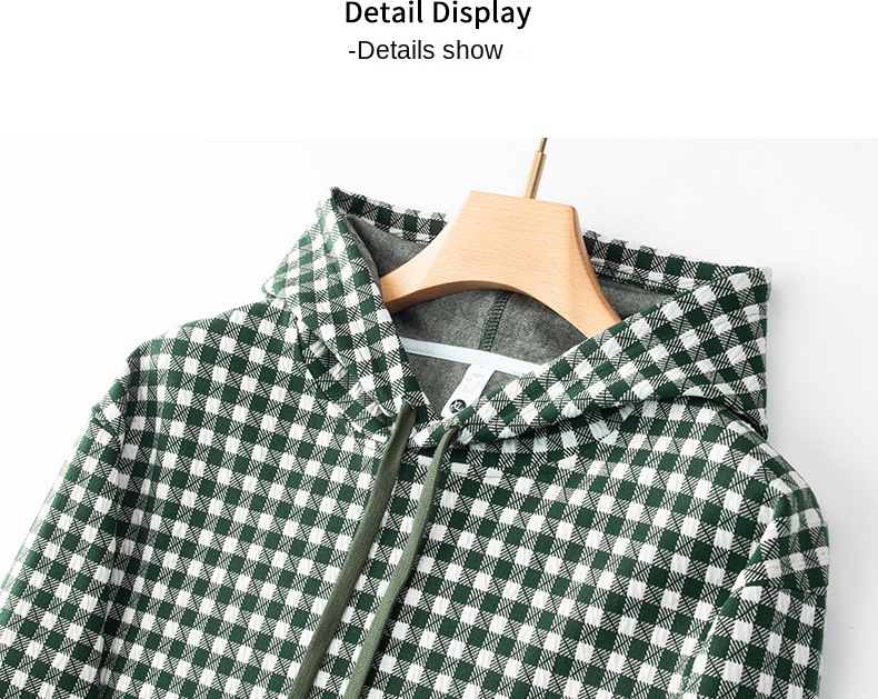 2024 Autumn/Winter New Men's Hooded Sweatshirt Casual Plaid Loose Comfortable American Style Fashion Trend