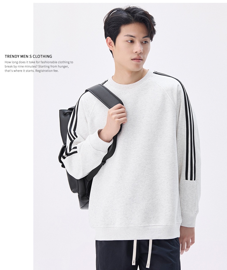 Autumn and Winter New Striped Round Neck Sweatshirt for Men, Loose Comfortable Casual Couple Style