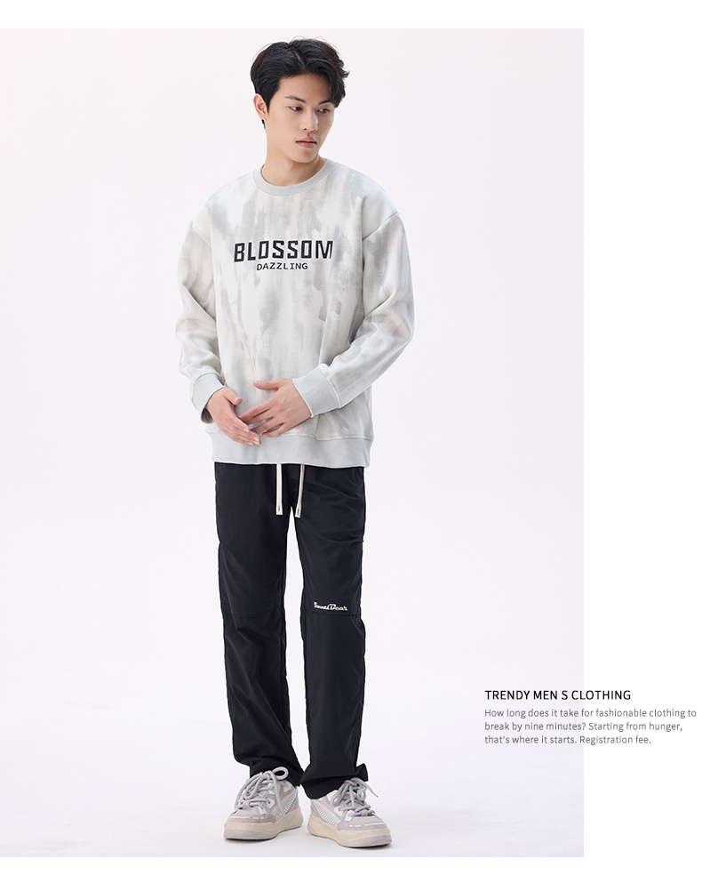 Autumn Winter 2024 New Print Round Neck Sweatshirt Men's Loose Casual Style American Simple Trend Couple