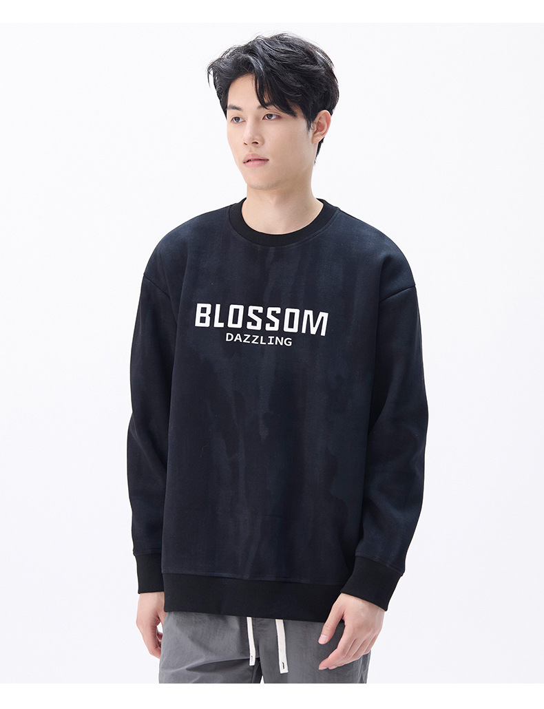 Autumn Winter 2024 New Print Round Neck Sweatshirt Men's Loose Casual Style American Simple Trend Couple