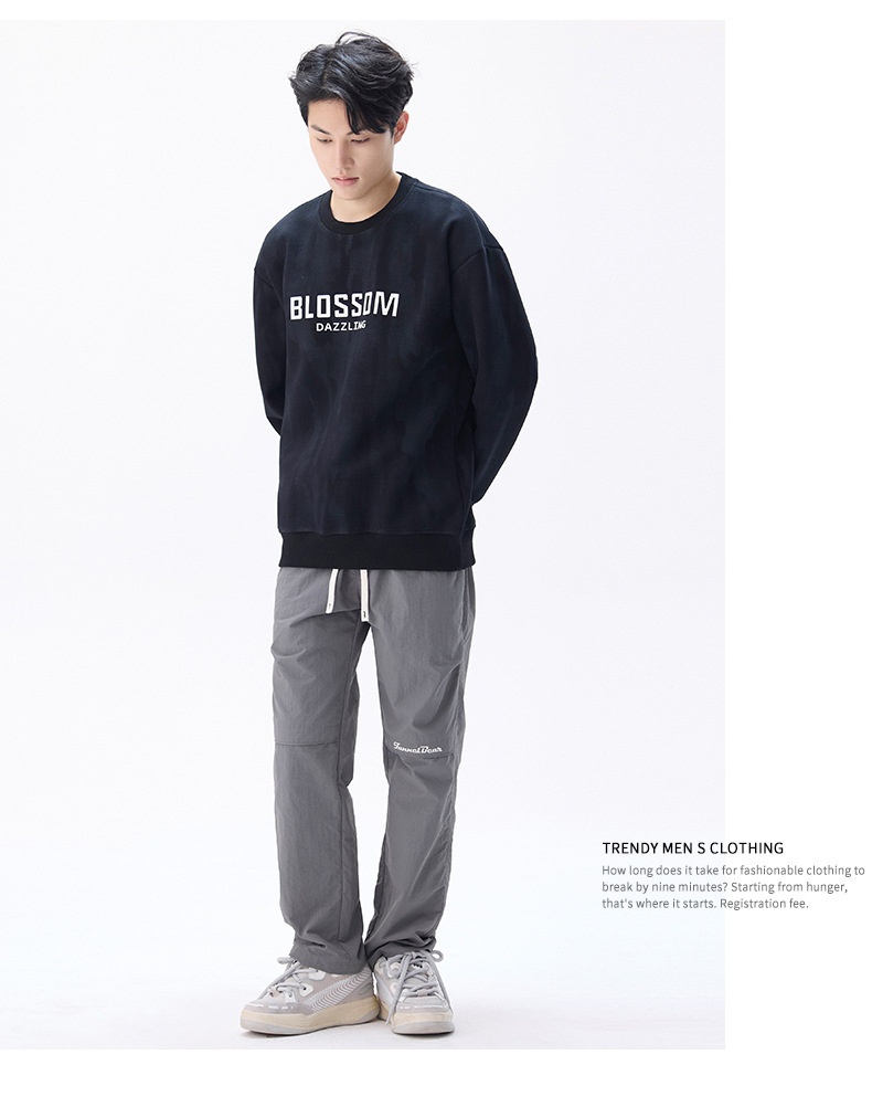 Autumn Winter 2024 New Print Round Neck Sweatshirt Men's Loose Casual Style American Simple Trend Couple
