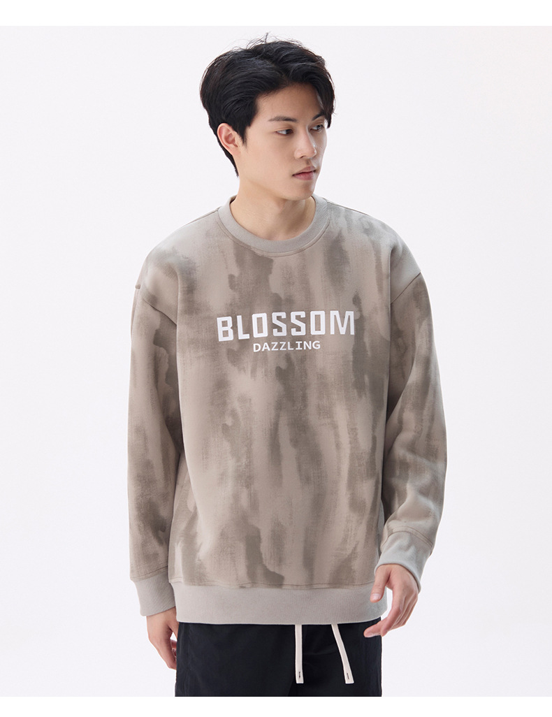 Autumn Winter 2024 New Print Round Neck Sweatshirt Men's Loose Casual Style American Simple Trend Couple