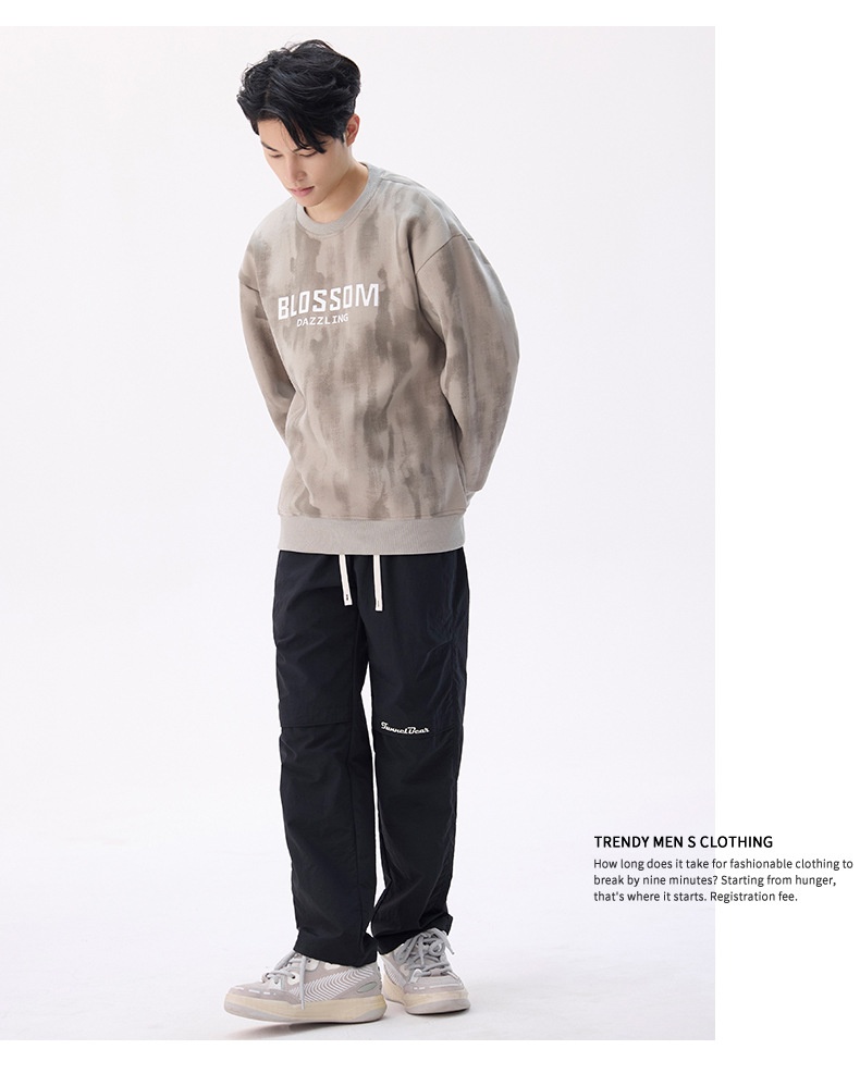 Autumn Winter 2024 New Print Round Neck Sweatshirt Men's Loose Casual Style American Simple Trend Couple