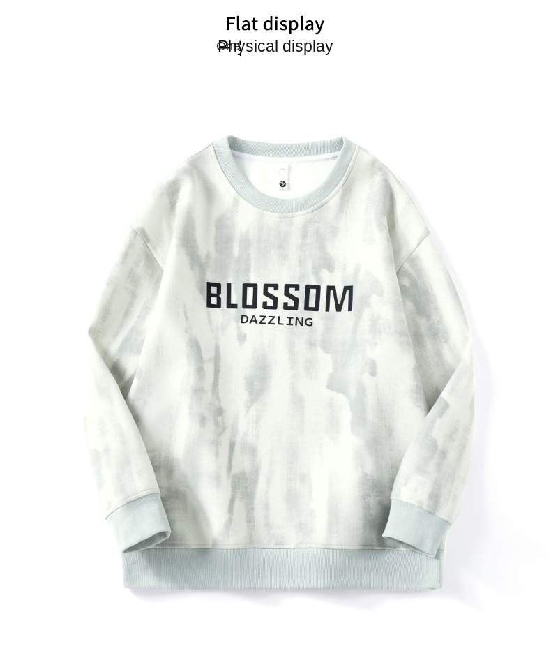 Autumn Winter 2024 New Print Round Neck Sweatshirt Men's Loose Casual Style American Simple Trend Couple
