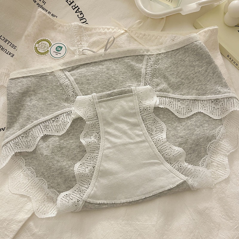 7A Antibacterial Women's Cotton Crotch A-Class Baby Cotton Mid-Waist Seamless Lace Edge Sexy Girls' Triangle Pants