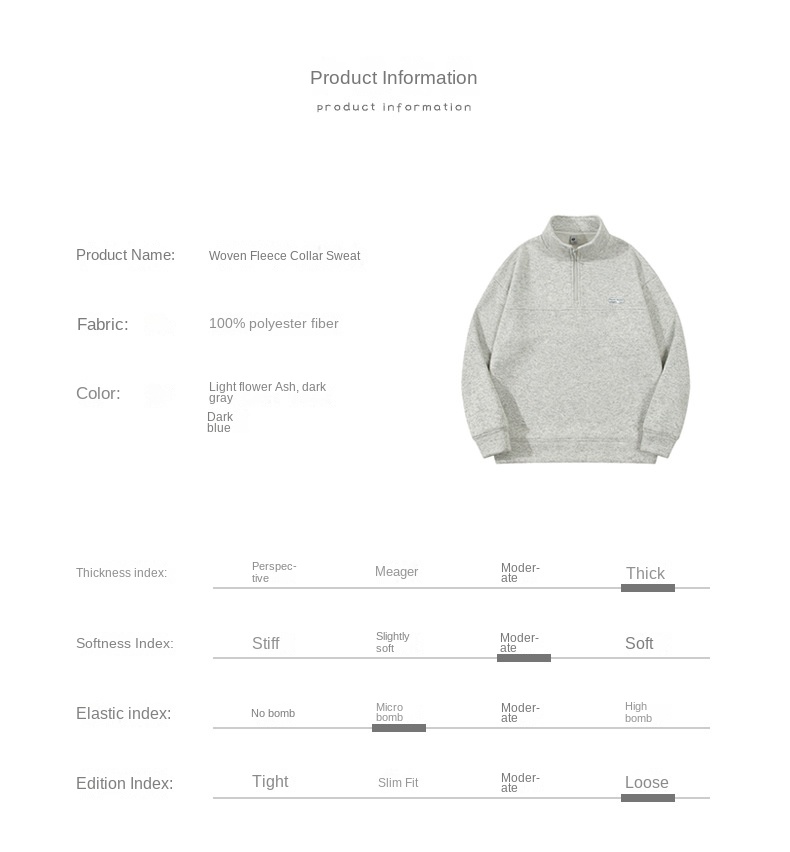 Men's Japanese-style Fleece Half-Zip Collared Sweatshirt with Loose Fit for Autumn and Winter
