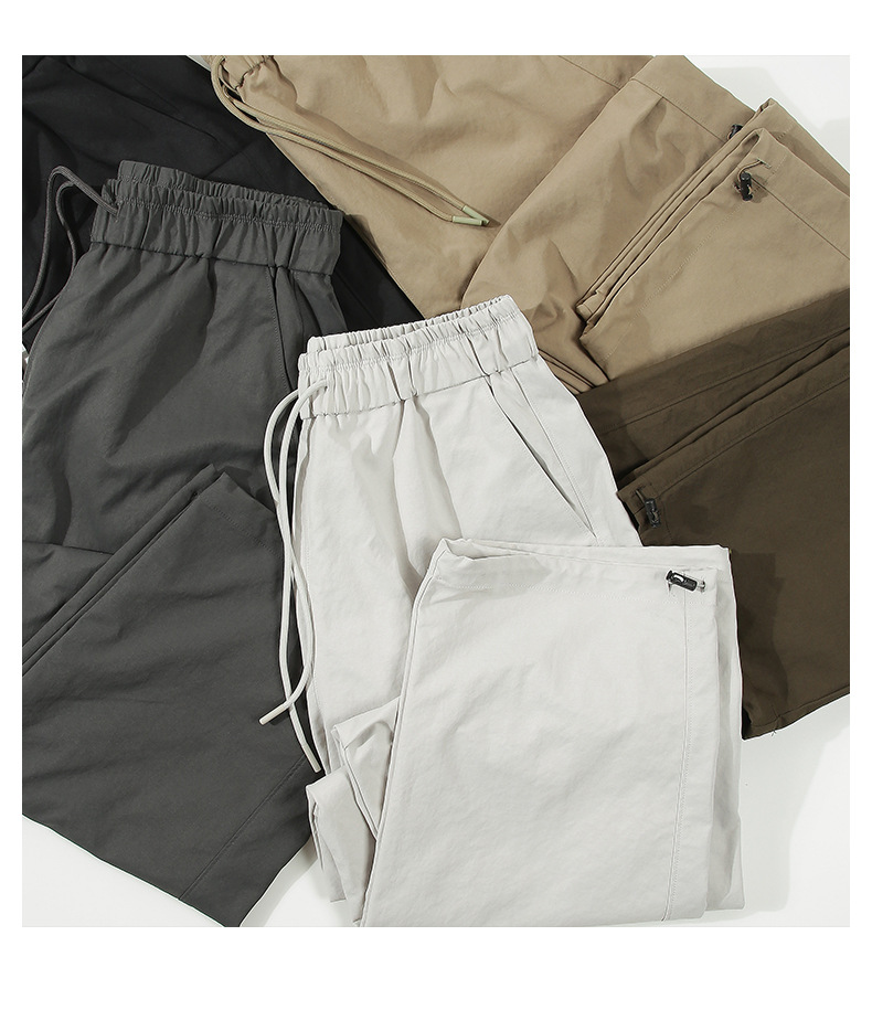 Men's Washed Drape American Outdoor Climbing Pants with Drawstring and Ankle-Tied Casual Pants, Trendy Brand Hong Kong Style 2024 Spring and Autumn Cool Jacket for Men, High Street Japanese Harajuku Style Korean Fashion Loose Jacket