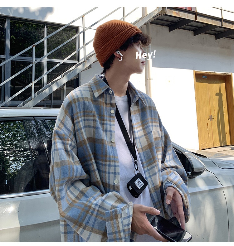 Elegant Woolen Plaid Shirt for Men