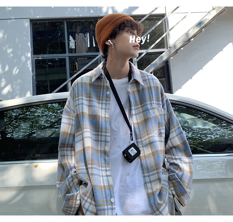Elegant Woolen Plaid Shirt for Men