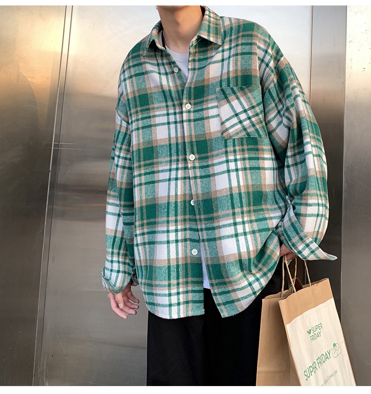 Elegant Woolen Plaid Shirt for Men