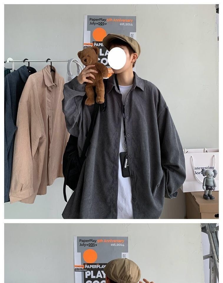 Autumn Vintage Corduroy Shirt Set for Men