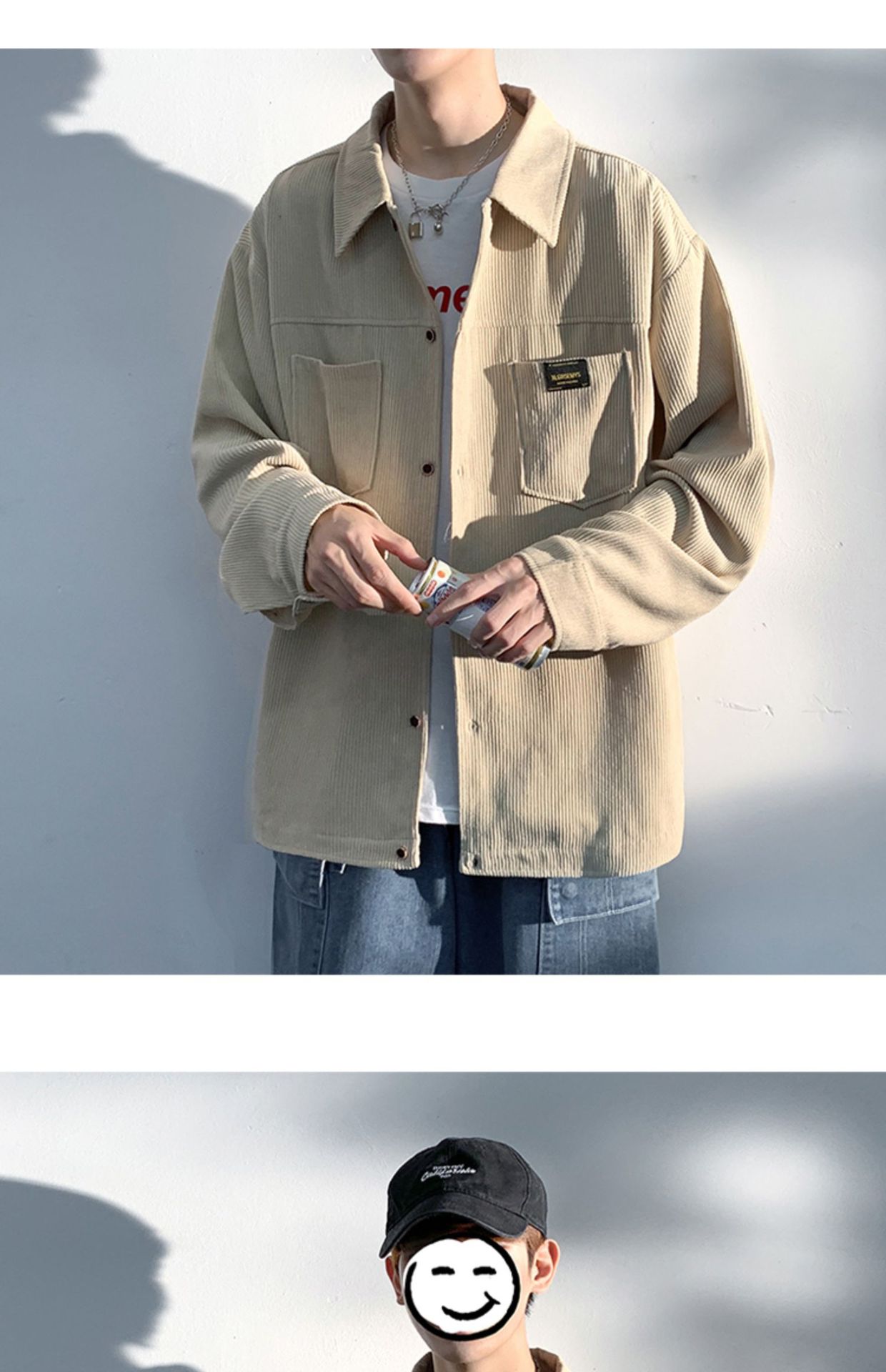 Autumn and Spring Corduroy Long Sleeve Shirt Men's Fashion Loose Japanese Retro Workwear Heavyweight Shirt Jacket