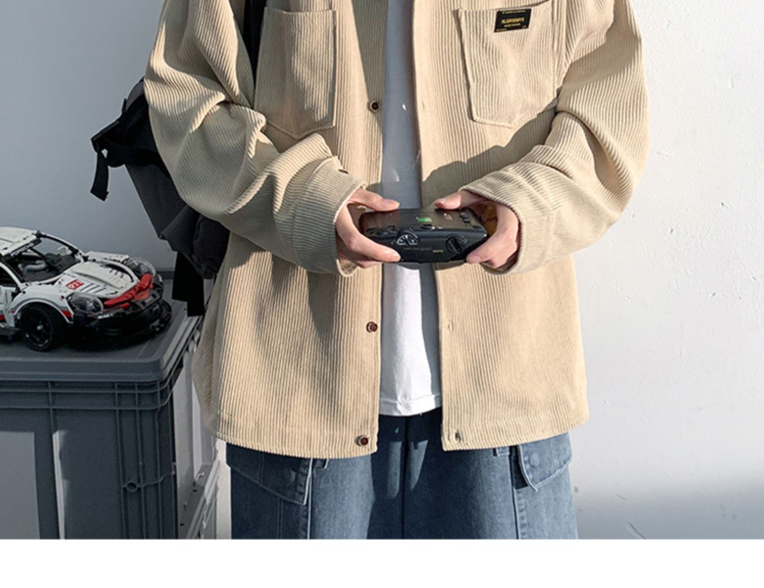 Autumn and Spring Corduroy Long Sleeve Shirt Men's Fashion Loose Japanese Retro Workwear Heavyweight Shirt Jacket