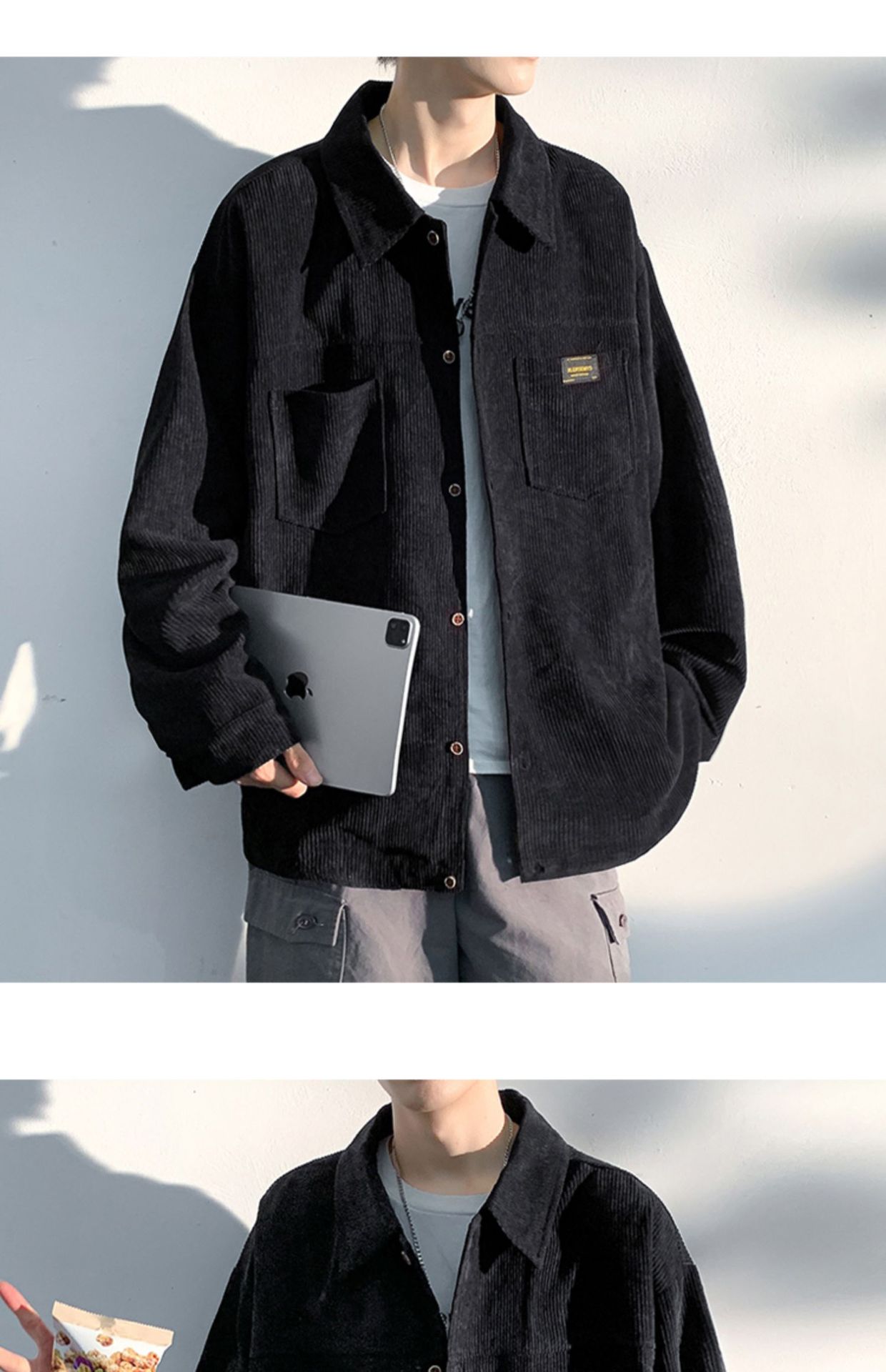 Autumn and Spring Corduroy Long Sleeve Shirt Men's Fashion Loose Japanese Retro Workwear Heavyweight Shirt Jacket
