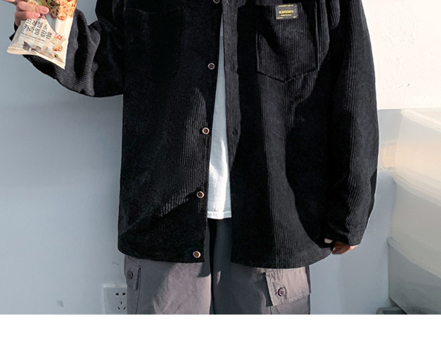 Autumn and Spring Corduroy Long Sleeve Shirt Men's Fashion Loose Japanese Retro Workwear Heavyweight Shirt Jacket