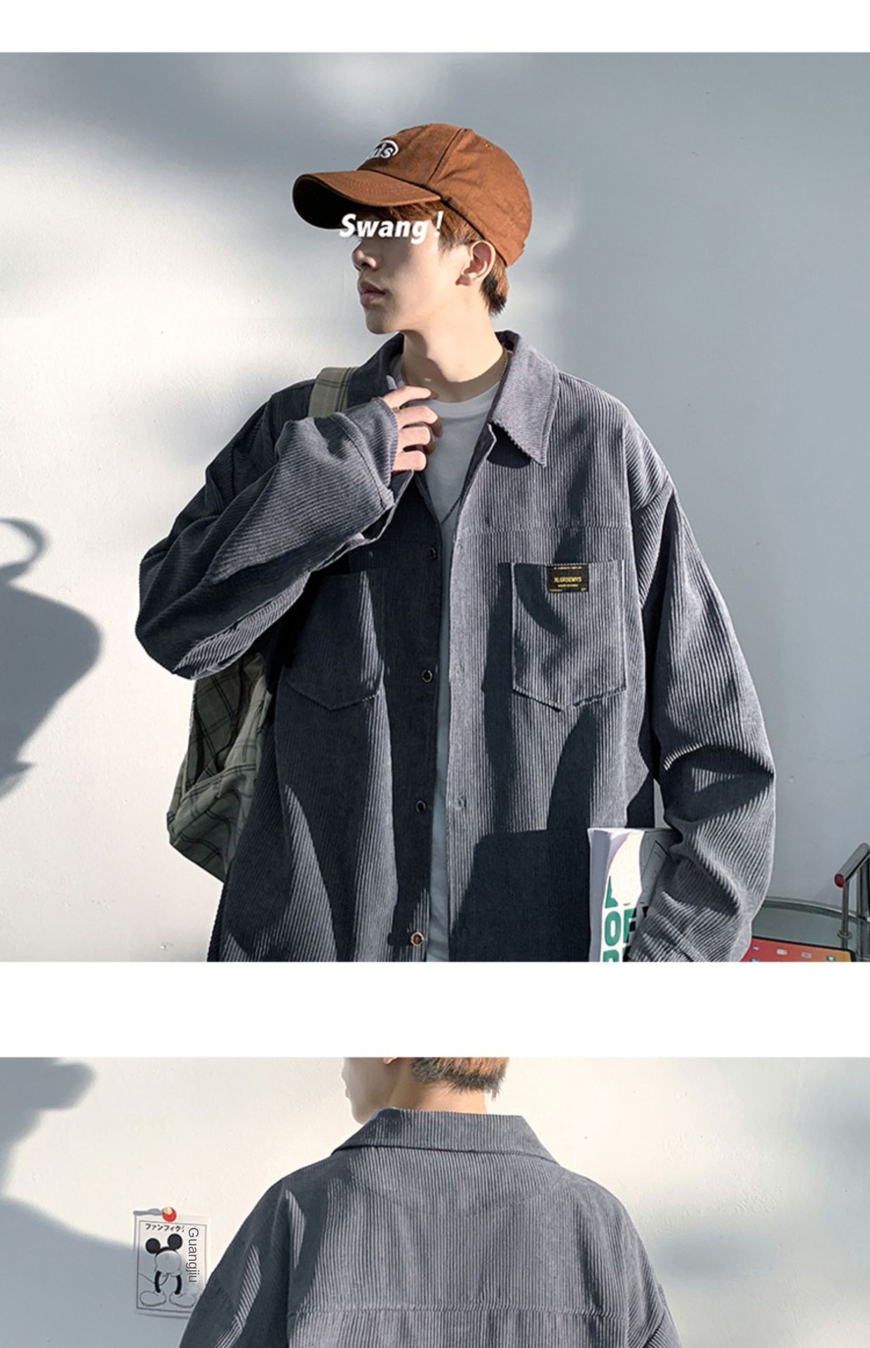 Autumn and Spring Corduroy Long Sleeve Shirt Men's Fashion Loose Japanese Retro Workwear Heavyweight Shirt Jacket