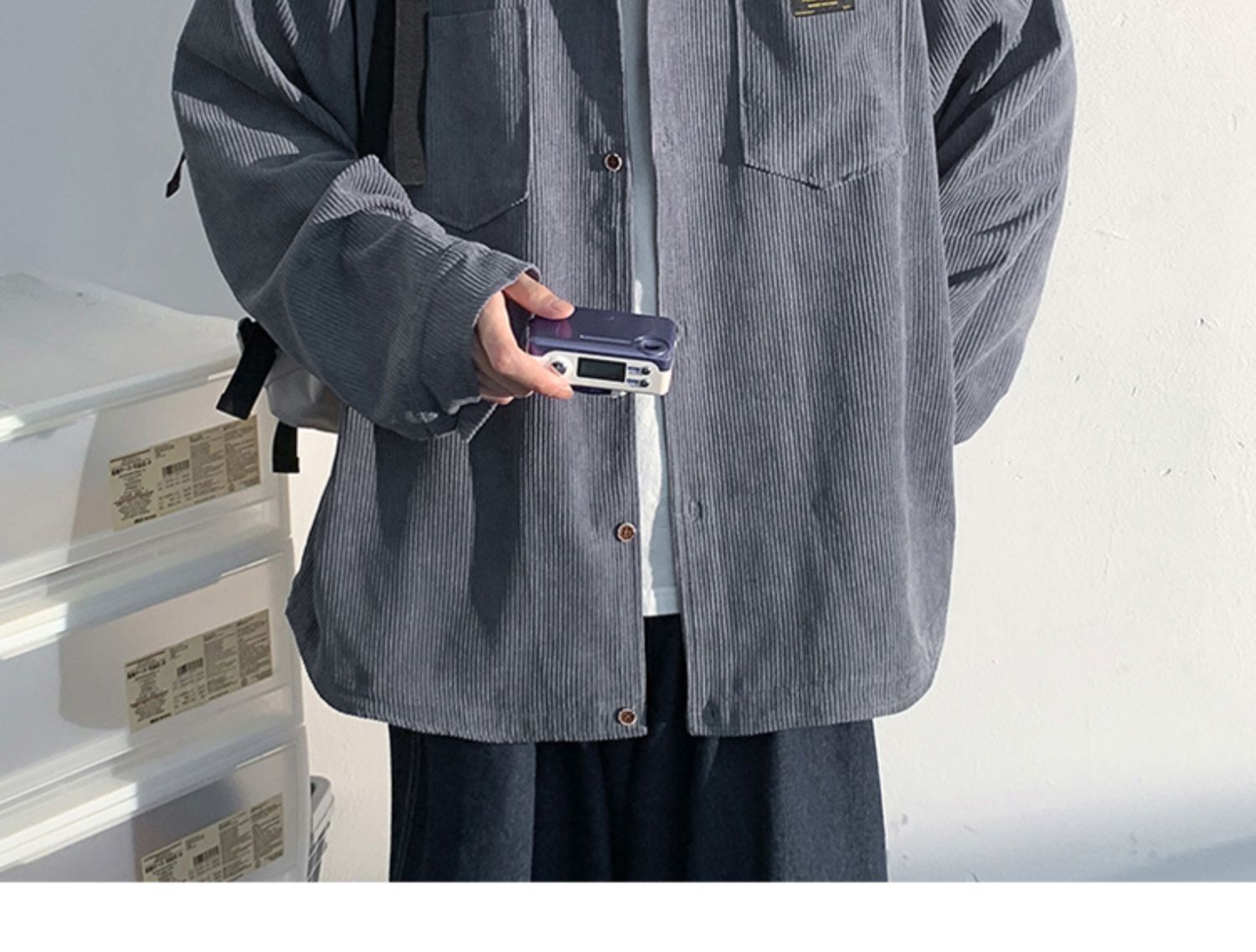 Autumn and Spring Corduroy Long Sleeve Shirt Men's Fashion Loose Japanese Retro Workwear Heavyweight Shirt Jacket