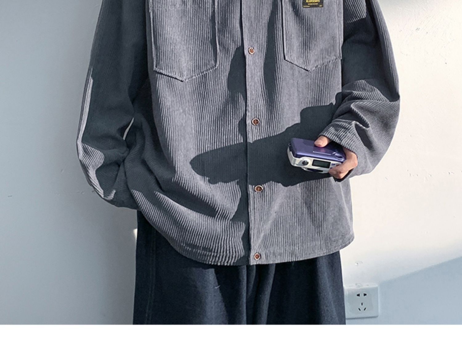 Autumn and Spring Corduroy Long Sleeve Shirt Men's Fashion Loose Japanese Retro Workwear Heavyweight Shirt Jacket