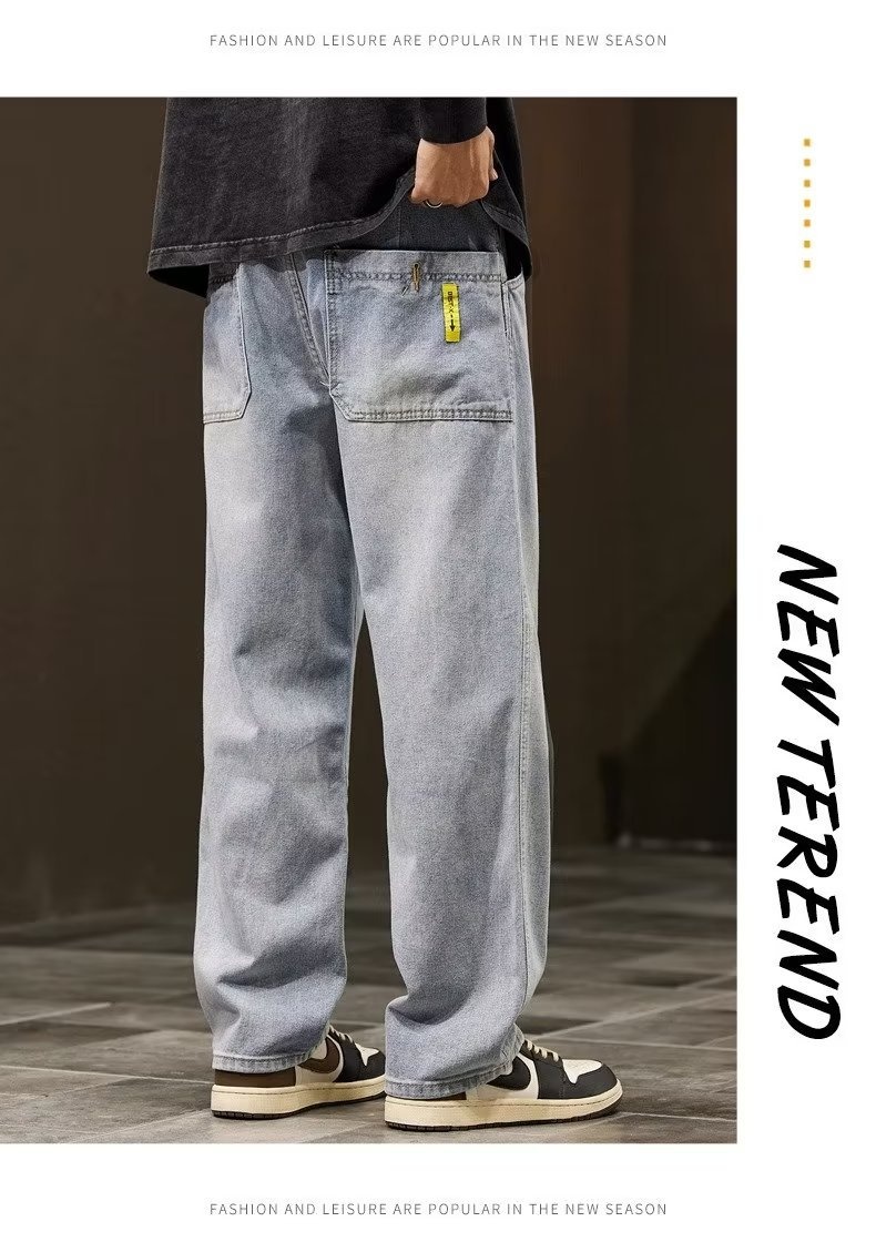 Autumn New Men's Trendy American Street Style Loose Straight-Leg Casual Broadleg Pants