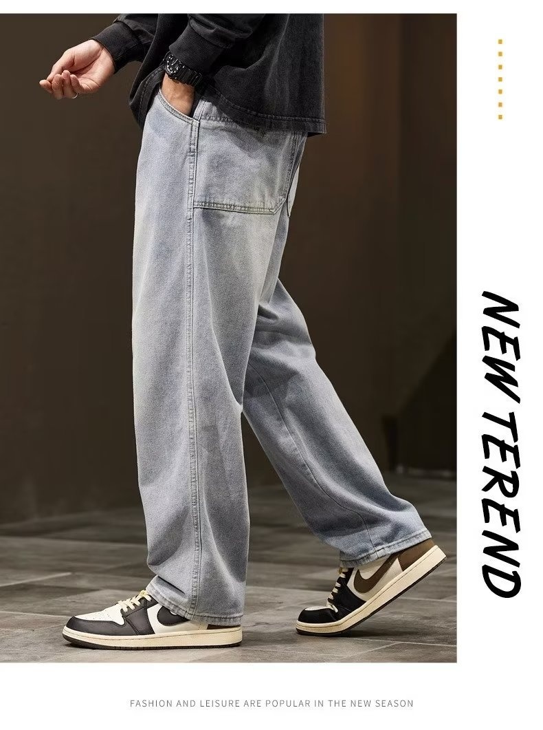 Autumn New Men's Trendy American Street Style Loose Straight-Leg Casual Broadleg Pants