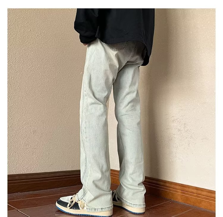 2024 Autumn/Spring New American Style Men's Jeans Washed Vintage Slim Long Pants High Street Loose Straight Trousers Trendy Casual Pants Men's Autumn/Winter Trendy Brand Cool Cuff Pants New Denim Harem Long Pants Men's Oversized Trendy