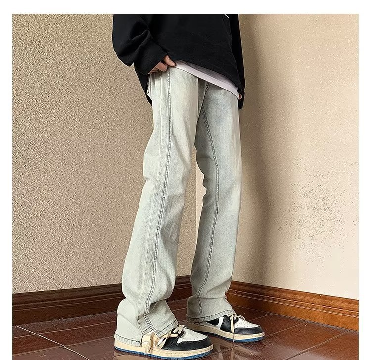 2024 Autumn/Spring New American Style Men's Jeans Washed Vintage Slim Long Pants High Street Loose Straight Trousers Trendy Casual Pants Men's Autumn/Winter Trendy Brand Cool Cuff Pants New Denim Harem Long Pants Men's Oversized Trendy