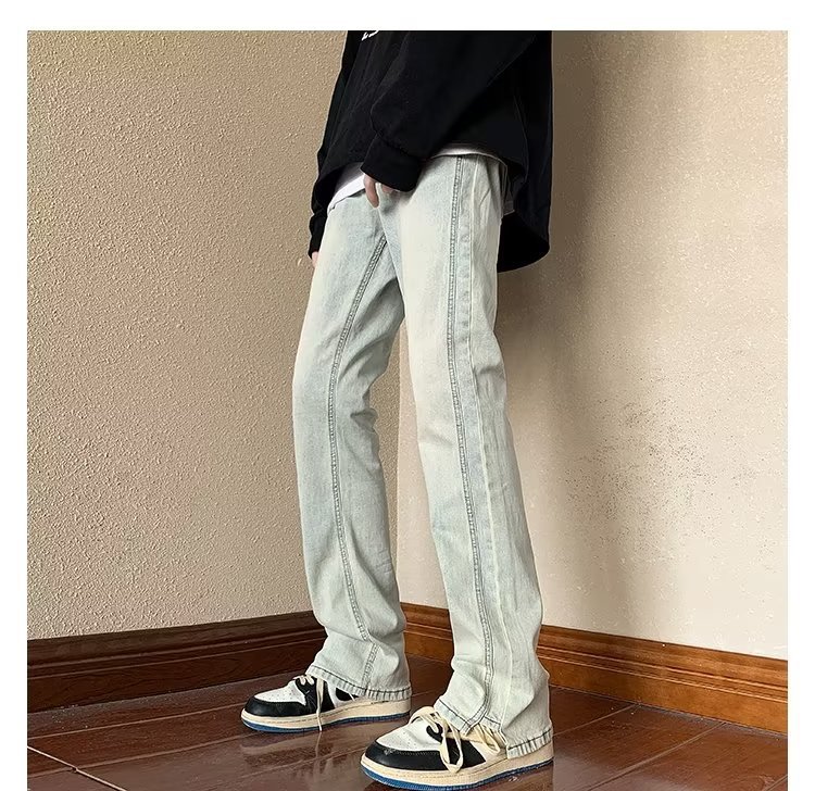 2024 Autumn/Spring New American Style Men's Jeans Washed Vintage Slim Long Pants High Street Loose Straight Trousers Trendy Casual Pants Men's Autumn/Winter Trendy Brand Cool Cuff Pants New Denim Harem Long Pants Men's Oversized Trendy