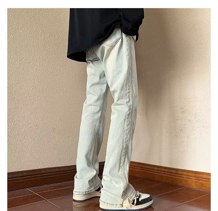2024 Autumn/Spring New American Style Men's Jeans Washed Vintage Slim Long Pants High Street Loose Straight Trousers Trendy Casual Pants Men's Autumn/Winter Trendy Brand Cool Cuff Pants New Denim Harem Long Pants Men's Oversized Trendy