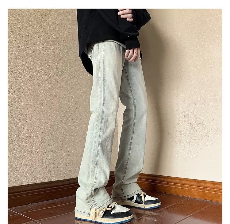 2024 Autumn/Spring New American Style Men's Jeans Washed Vintage Slim Long Pants High Street Loose Straight Trousers Trendy Casual Pants Men's Autumn/Winter Trendy Brand Cool Cuff Pants New Denim Harem Long Pants Men's Oversized Trendy
