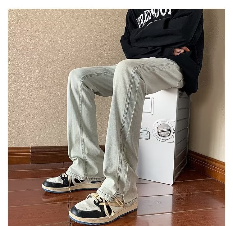 2024 Autumn/Spring New American Style Men's Jeans Washed Vintage Slim Long Pants High Street Loose Straight Trousers Trendy Casual Pants Men's Autumn/Winter Trendy Brand Cool Cuff Pants New Denim Harem Long Pants Men's Oversized Trendy